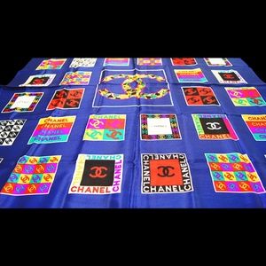 chanel coco logo vintage silk scarf no damaged